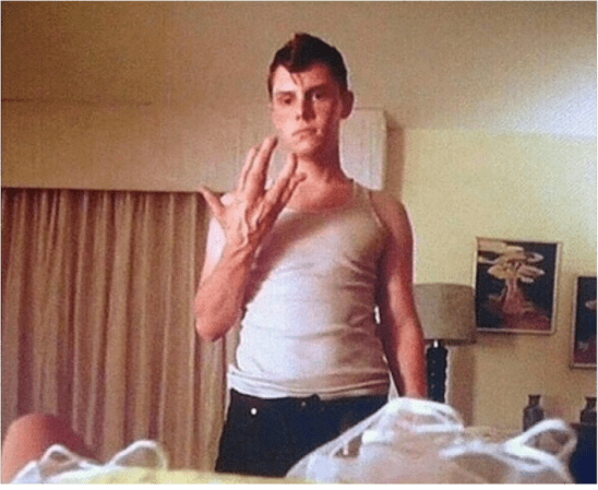 Evan Peters as Jimmy Darling.  The scene in which he pleasures an ordinary housewife with his lobster-like hands. 